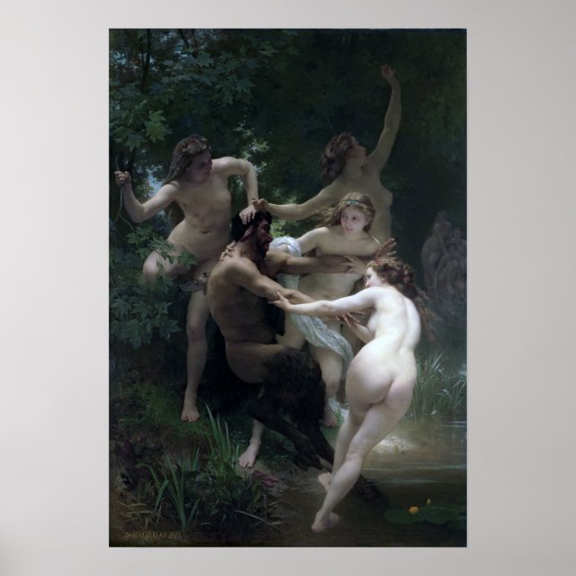 Bouguereau - Nymphen und Satyr, 1873 Poster (Vorne)