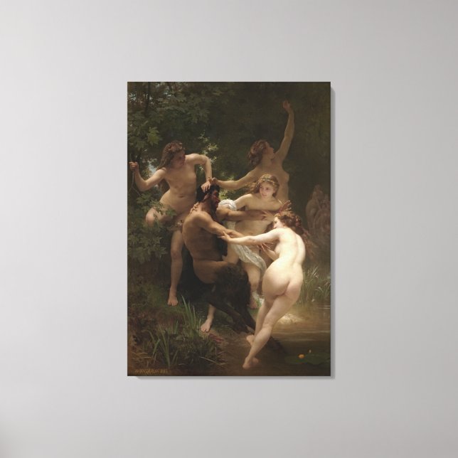 Bouguereau Nymphs und Satyr Leinwanddruck (Vorderseite)