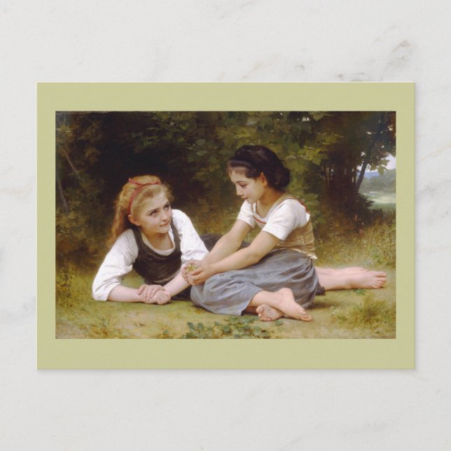 Bouguereau's 1882 The Nut Gatherers Les noisettes Postkarte (Vorderseite)