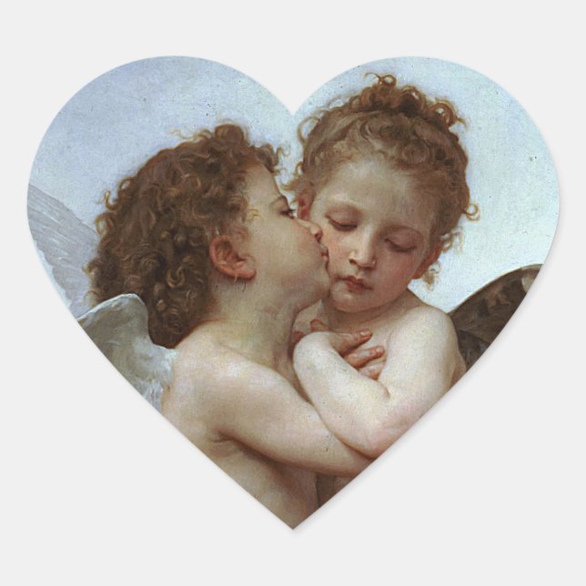 Bouguereau's L'Amour et Psyche, enfants (Cupid) Herz-Aufkleber (Vorderseite)