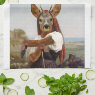 Bouguereau's Liebste Hirschferdin Geschirrtuch