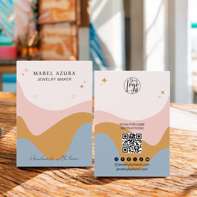 Bouho bleu moutarde Bijouterie fabricant Qr logo o (Boho blue mustard Jewelry maker Qr logo earring)