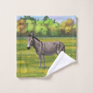 Bouillon Gris D'Âne Cute Dans Le Pâturage
