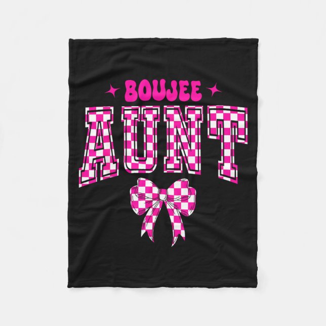 Boujee Aunt Nk Checkered Bow Birthday Family Match Fleecedecke (Vorderseite)