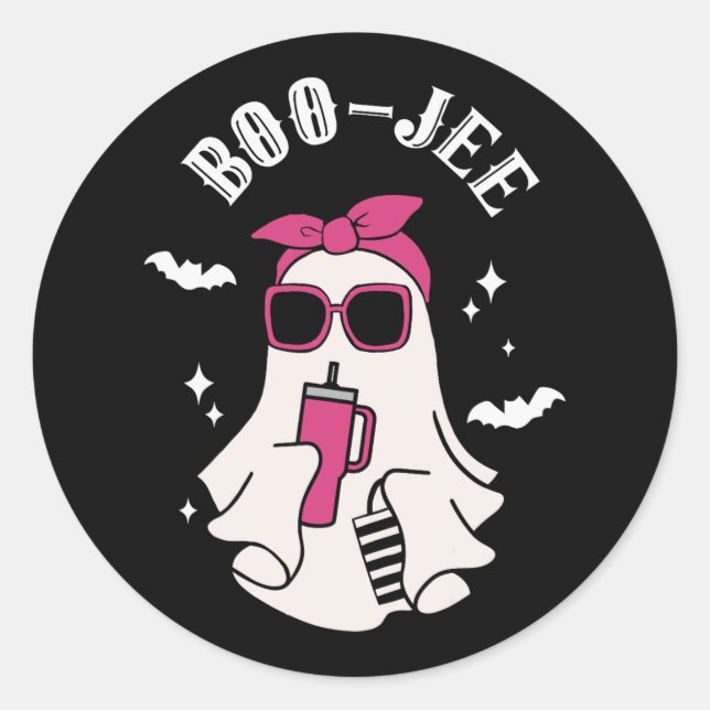 Boujee Boo-jee Niedlich Ghost Spooky Season Hallow Runder Aufkleber (Vorderseite)
