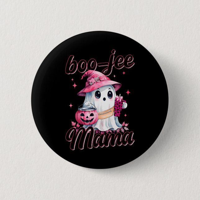 Boujee Boo Jee Spooky Ghost Pink Halloween Pumpkin Button (Vorderseite)