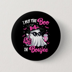 Boujee Boo Jee Spooky Ghost Pink Halloween Pumpkin Button