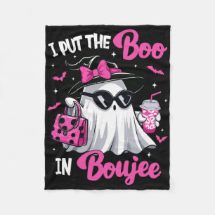 Boujee Boo Jee Spooky Ghost Pink Halloween Pumpkin Fleecedecke