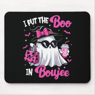 Boujee Boo Jee Spooky Ghost Pink Halloween Pumpkin Mousepad