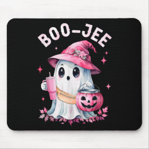 Boujee Boo Jee Spooky Ghost Pink Halloween Pumpkin Mousepad