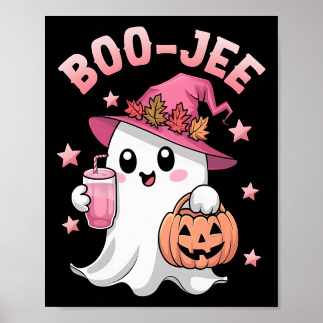 Boujee Boo Jee Spooky Ghost Pink Halloween Pumpkin Poster (Vorne)