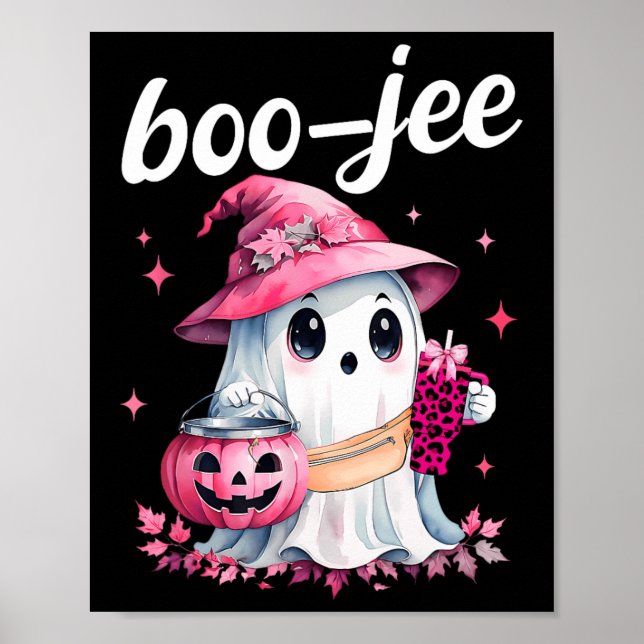 Boujee Boo Jee Spooky Ghost Pink Halloween Pumpkin Poster (Vorne)