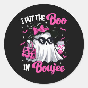 Boujee Boo Jee Spooky Ghost Pink Halloween Pumpkin Runder Aufkleber