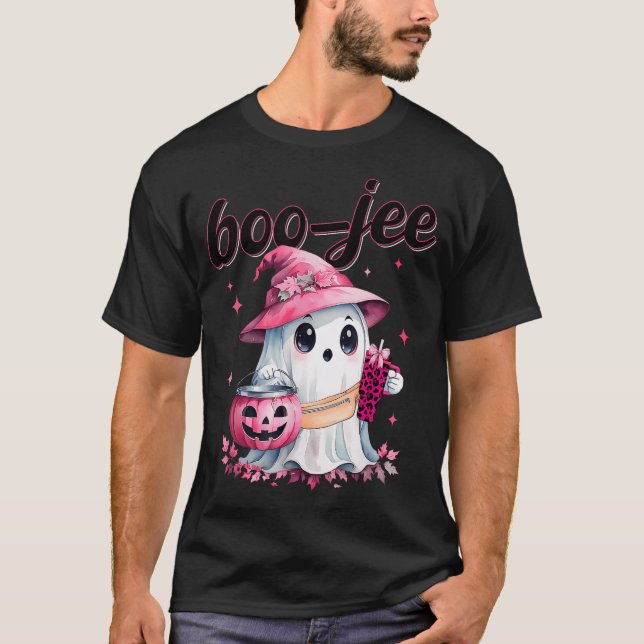 Boujee Boo Jee Spooky Ghost Pink Halloween T-Shirt (Vorderseite)