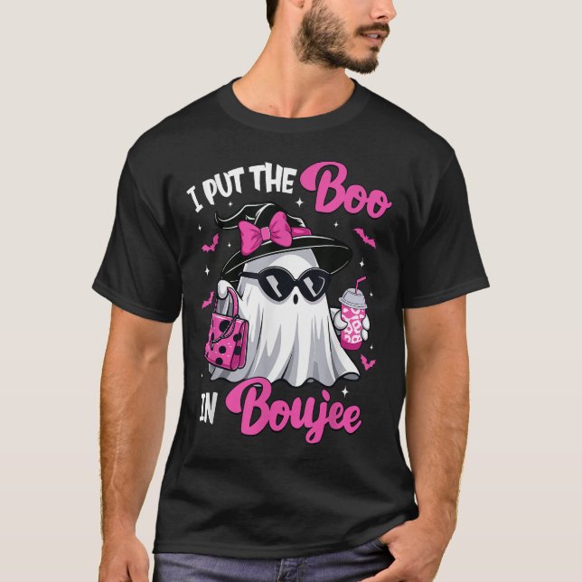 Boujee Boo Jee Spooky Ghost Pink Halloween T-Shirt (Vorderseite)