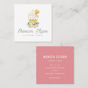 boulangerie à fleurs rose logo carré carte de visi
