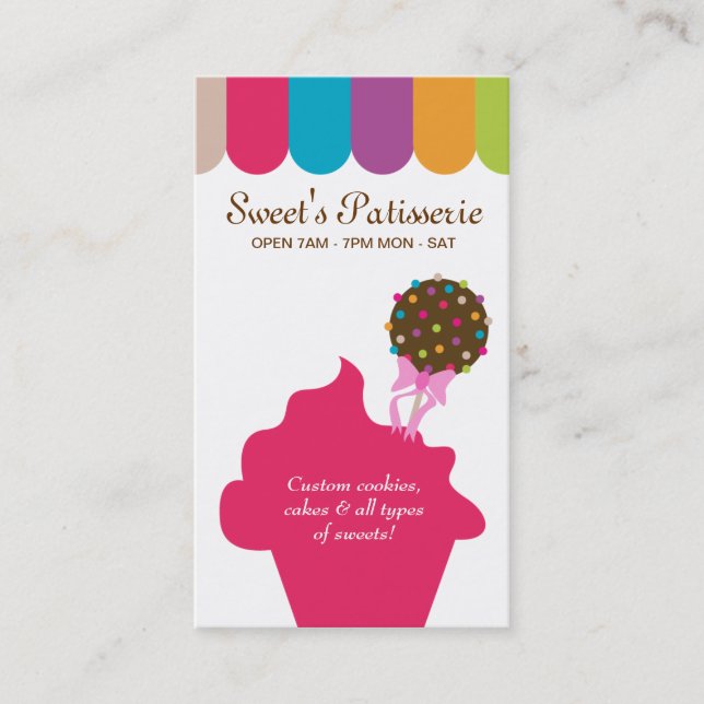 Boulangerie Carte de visite Cake Pop Dots Canopée (Devant)