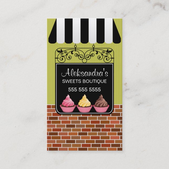 Boulangerie Cupcake Boutique Cartes de visite (Devant)