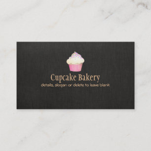 Boulangerie Cupcake Faux Linge noir Carte de visit