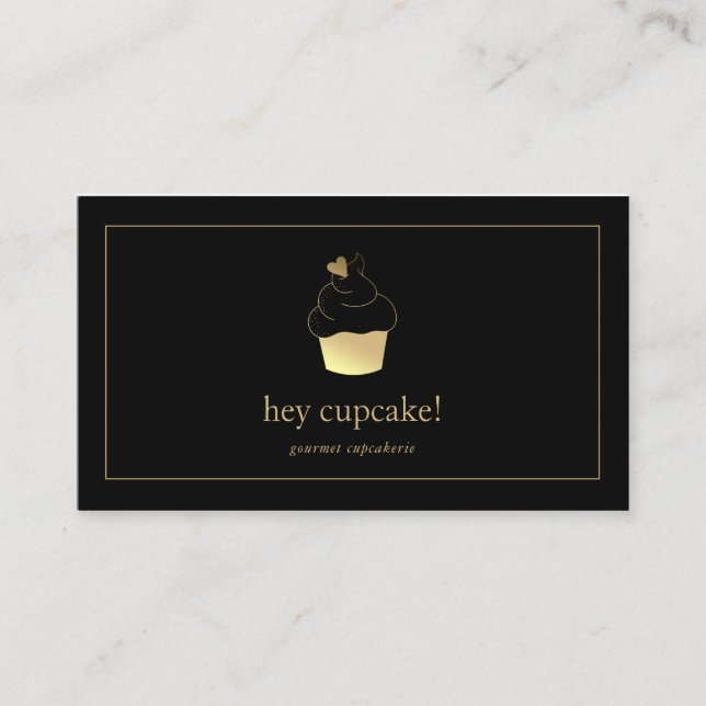 Boulangerie Cupcake Gold Foil Carte de visite mode (Devant)