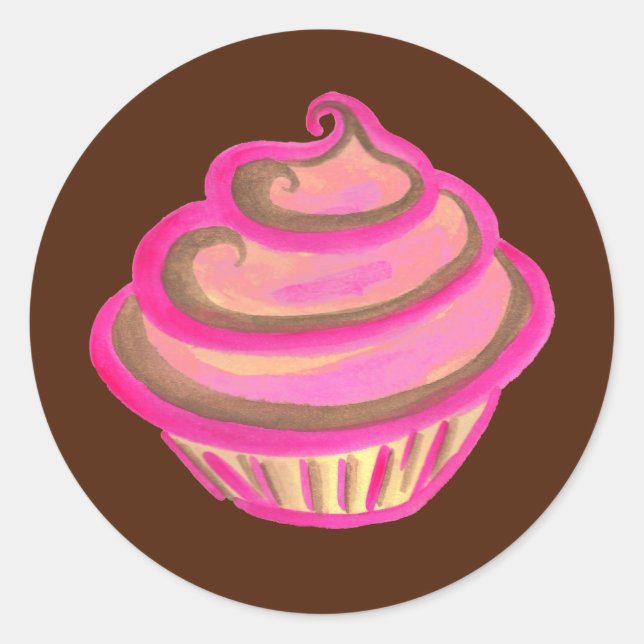 Boulangerie Cupcake Rose Stickers fête d'anniversa (Devant)