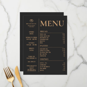 Boulangerie Noire Moderne, Menu Table Caffee