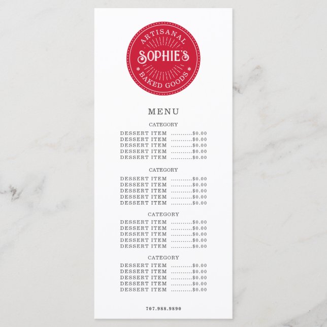 boulangerie pâtisserie Chef Logo Restauration Menu (Devant)