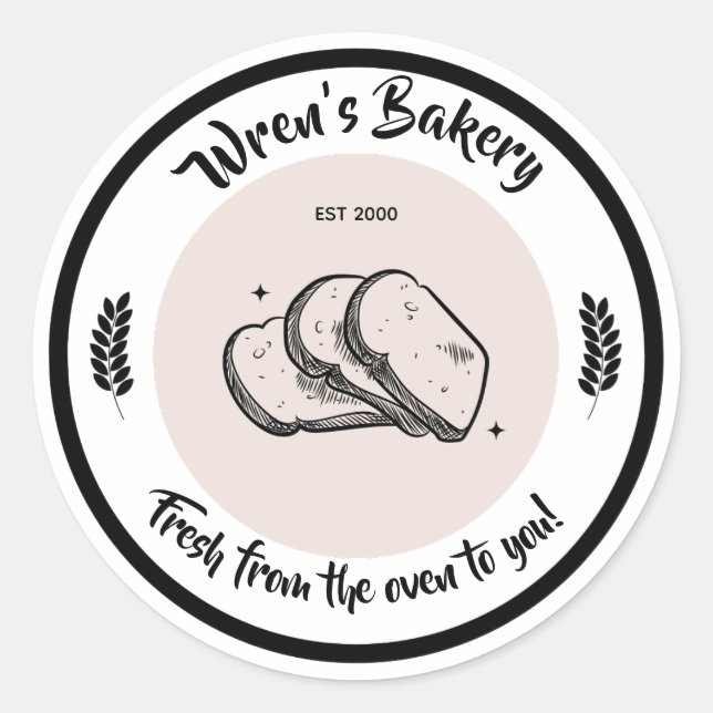 Boulangerie Sticker - image pain. Texte modifiable (Devant)