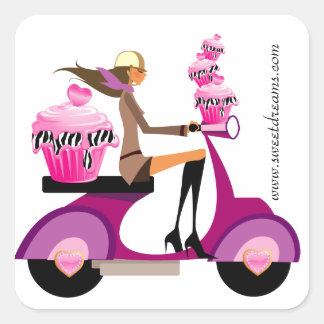 Boulangerie Stickers Cupcake rose Scooter Girl Zeb