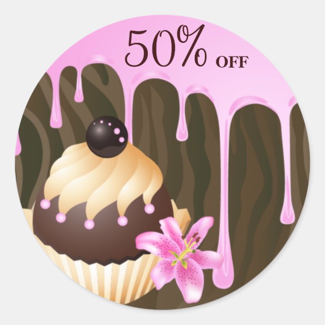 Boulangerie Stickers Vente Cupcake Chocolat rose (Devant)