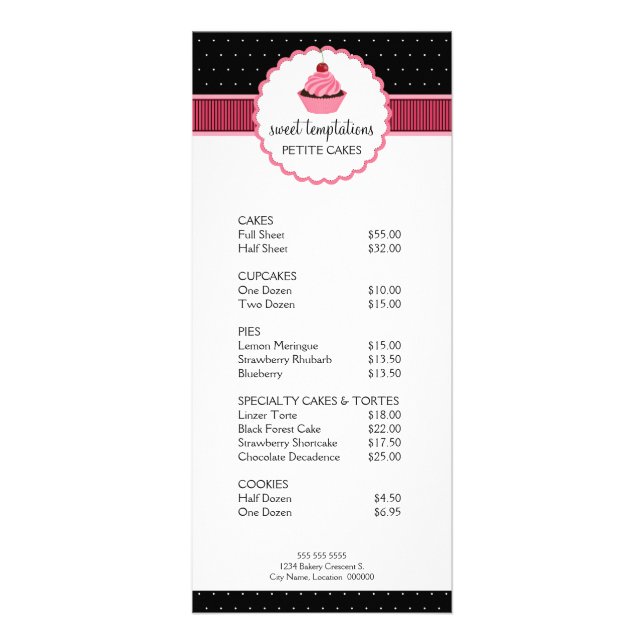 Boulangerie Whimsical Cupcake Cartes en rack rose (Devant)
