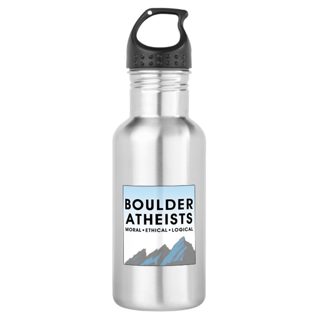 Boulder Atheists Logo Stainless Steel Water Bottle Edelstahlflasche (Vorderseite)