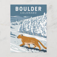 Boulder Colorado Cougar Retro Art Vintag