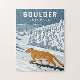 Boulder Colorado Puma Retro Reise Kunst Vintage