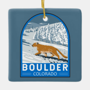 Boulder Colorado Puma Retro Reise Kunst Vintage Keramikornament