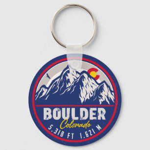 Boulder Colorado Retro Sunset Mountain Souvenirs Schlüsselanhänger