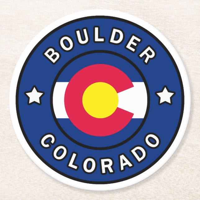 Boulder Colorado Runder Pappuntersetzer (Vorderseite)