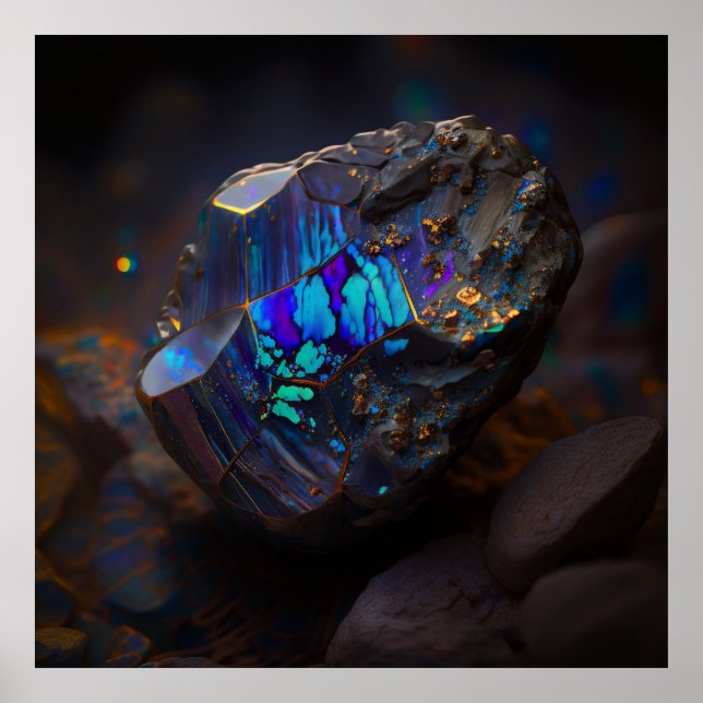 Boulder Opal Ore, Vibrant Gemstone Poster (Vorne)