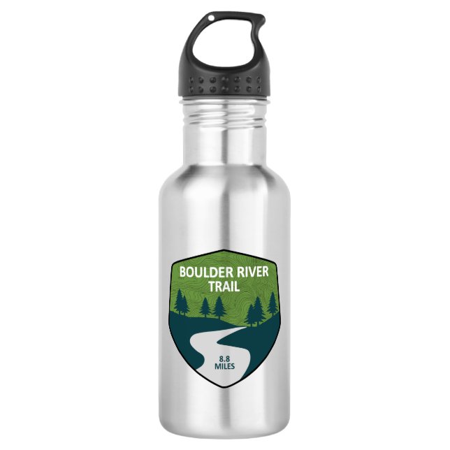 Boulder River Trail Washington Edelstahlflasche (Vorderseite)