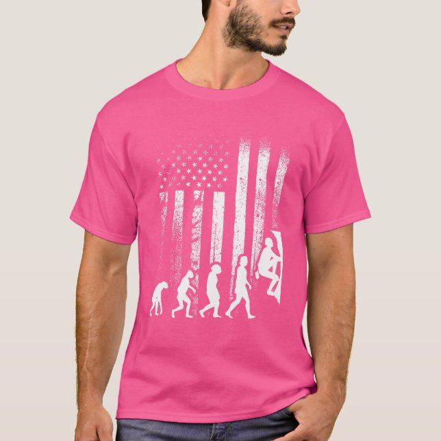 Bouldering America Flag Mountain Climbing T-Shirt (Vorderseite)