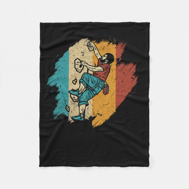 Bouldering Rock Climber Mountain Climbing - Retro  Fleecedecke (Vorderseite)