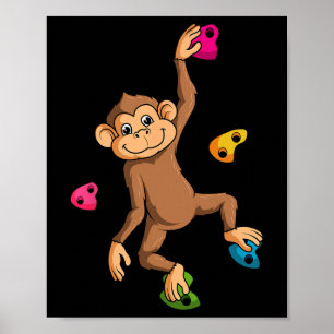Boulderingkletterer Free Climbing Affe Kleiner Fel Poster