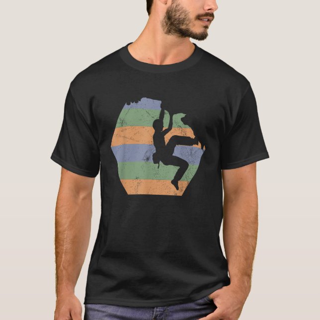 Boulding Climbing Climber Retro T Shirt (Vorderseite)