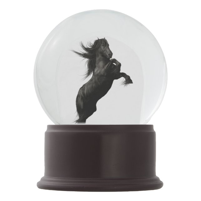 Boule À Neige Globe des neiges du cheval friésien noir (Devant)