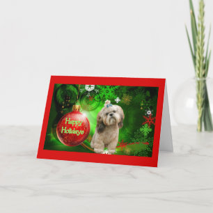 Boule de carte de Noël de Shih Tzu bonnes fêtes