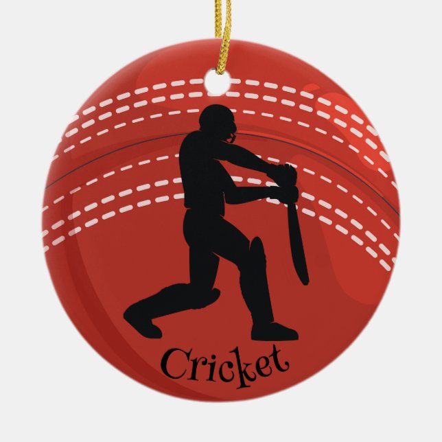 Boule de cricket Cricketer Design Ornement céramiq (Devant)