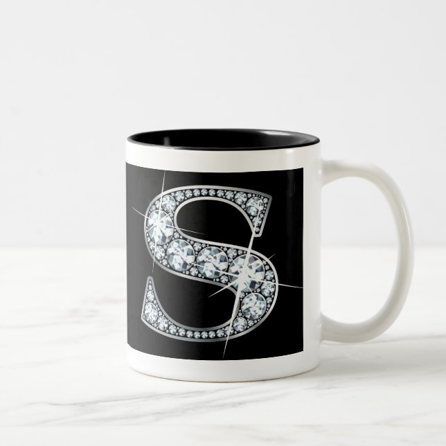 Boule de diamant "S" sur Mug noire (Droit)