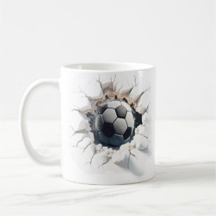 Boule de football 3D craqué Café Mug