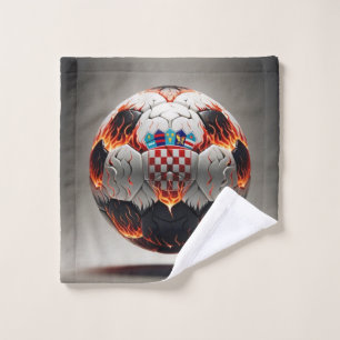 Boule de football avec flammes et drapeau croate
