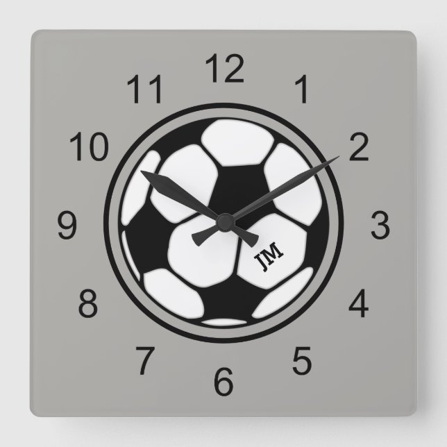 Boule De Football Horloge Mur Noir Et Gris (Recto)